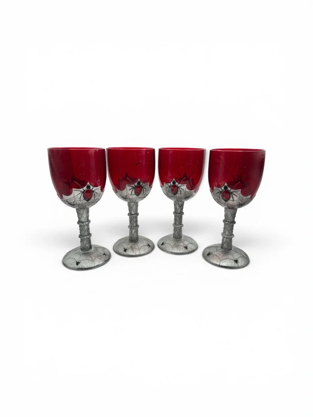 Vintage 2006 Pamson Plastic Halloween Spider Gem Gothic Novelty Goblets set of 4
